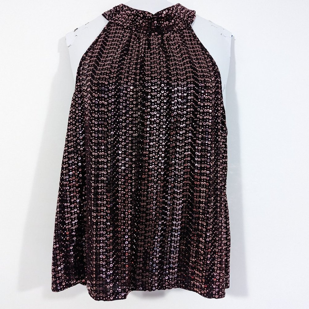 Kenar Red Sequin Halter Tie Top s: XL